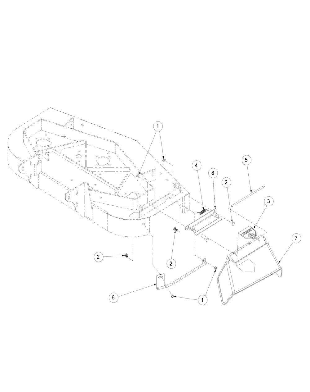 Chute Assembly 48-Inch Diagram and Parts List for H1748 55AI4HPS750-WAM Cub Cadet Lawn Mower